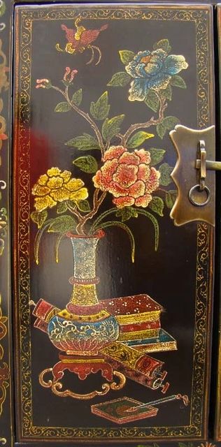 黑描彩小柜高碑店1件|Black color depiction of the small chest