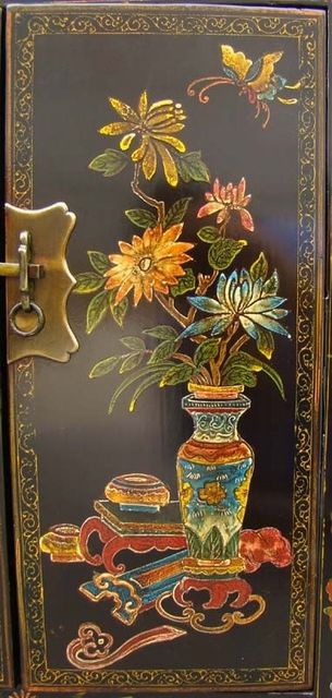 黑描彩小柜高碑店1件|Black color depiction of the small chest
