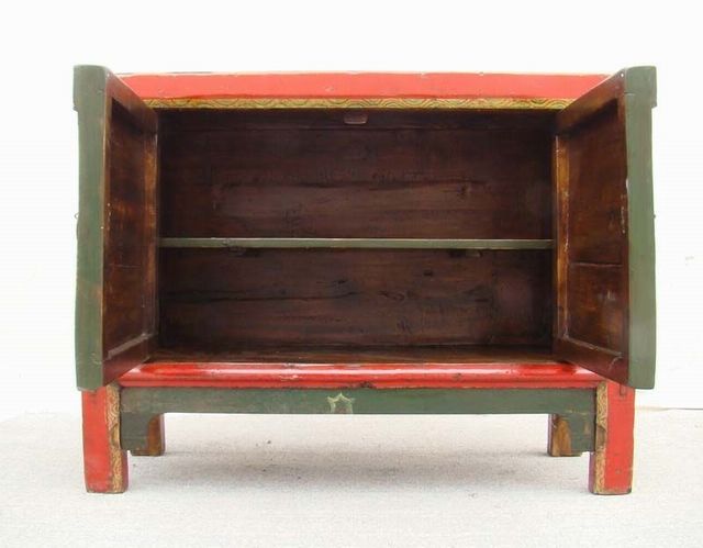 紅二門小柜|Red-lacquered small cabinet