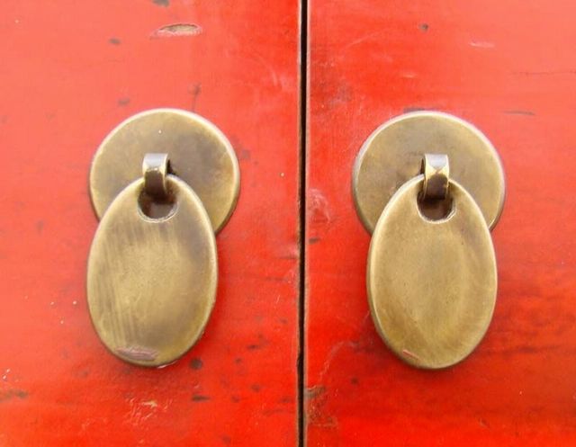 紅二門小柜|Red-lacquered small cabinet