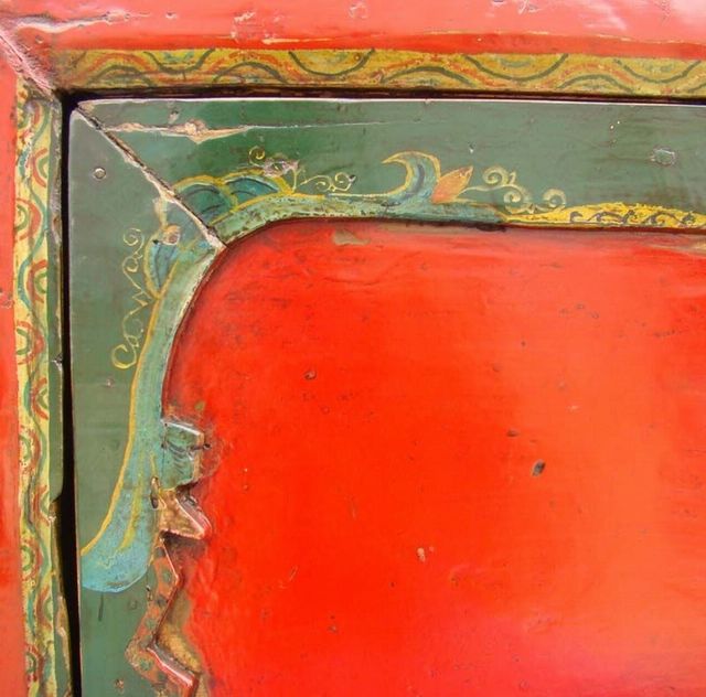 紅二門小柜|Red-lacquered small cabinet