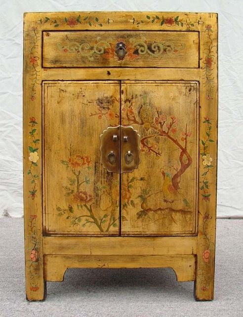 黃描彩小柜|Yellow depict the color small chest