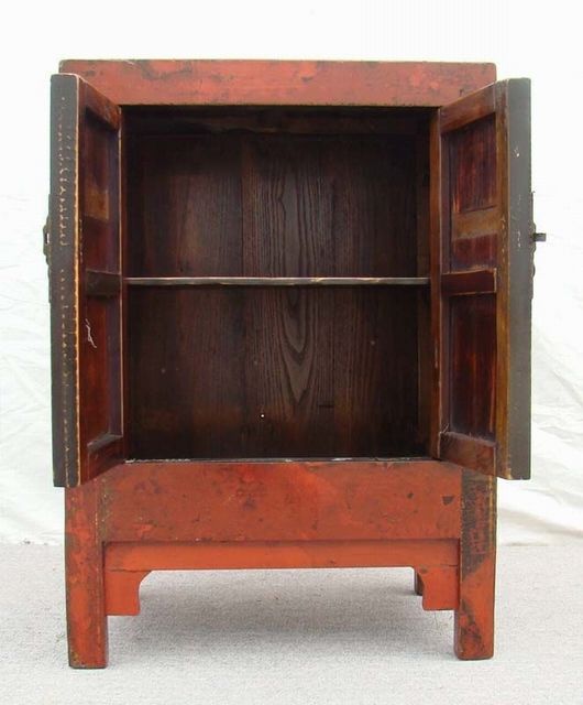 紅漆二門小柜|Red-lacquered small cabinet