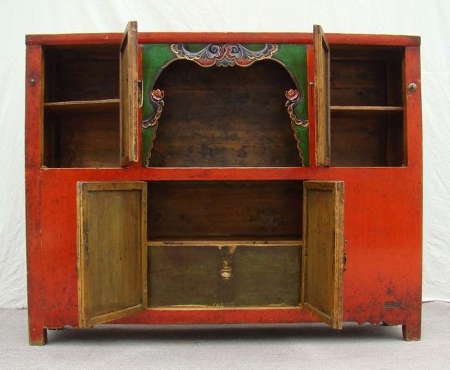 紅四門亮格柜高碑店|Red Big cabinet with Four doors