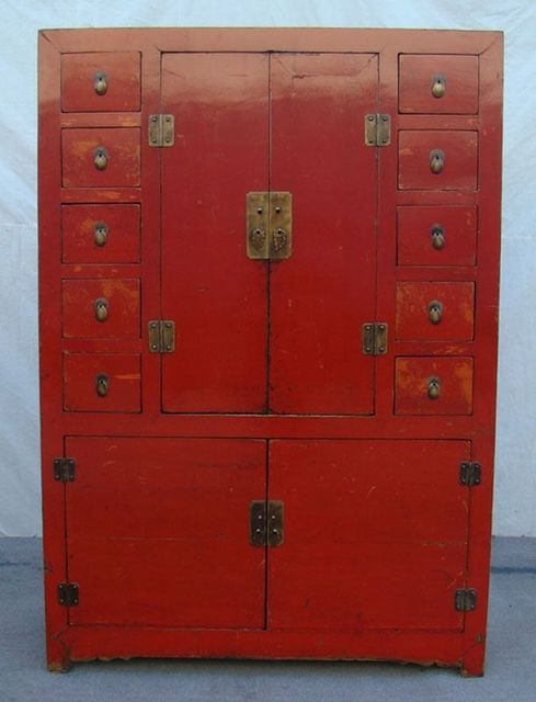 紅十抽四門大柜工廠|Red-lacquered big cabinet