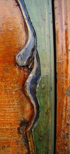描彩二抽二門柜|Color-painted small cabinet w/ 2 doors & 3 drawers