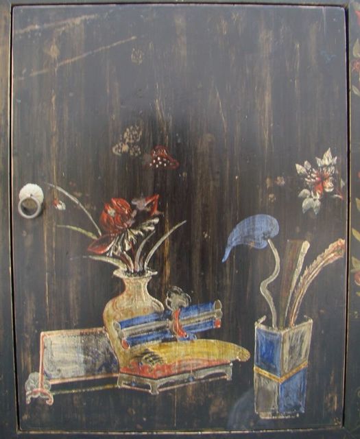 高碑店黑五彩四門亮格柜|Black multicolored big cabinet
