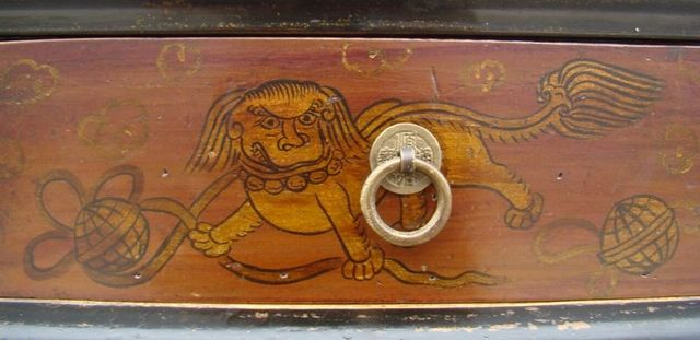二抽四門描彩柜高碑店|depicts the color cabinet with two drawers and four gates