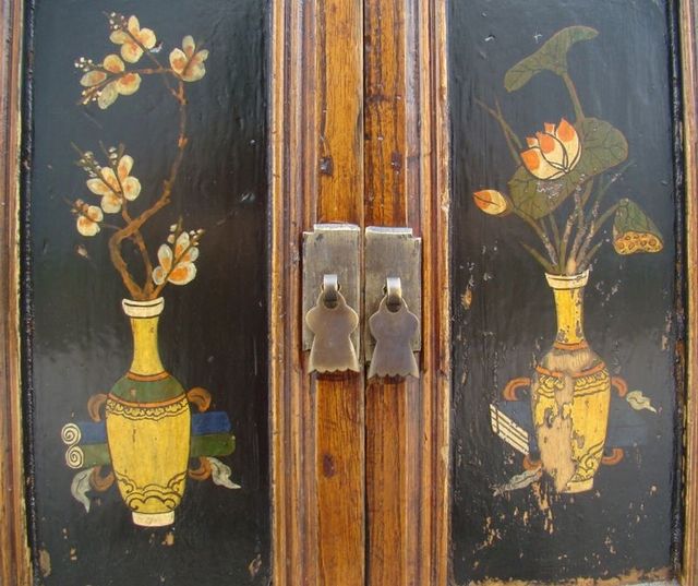 二抽四門描彩柜高碑店|depicts the color cabinet with two drawers and four gates