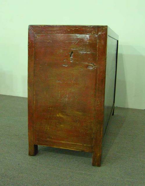 描彩三抽二門柜|painted cabinet
