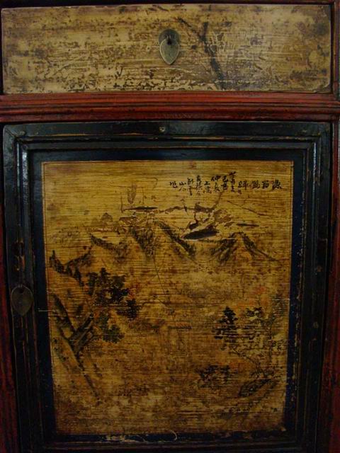 描彩三抽三門柜|Color-painted low cabinet