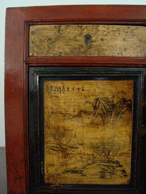 描彩三抽三門柜|Color-painted low cabinet