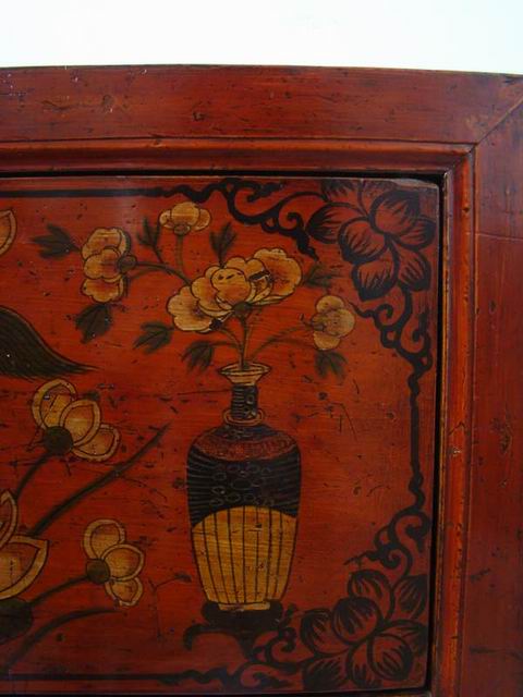 描彩三抽二門柜工廠|painted cabinet