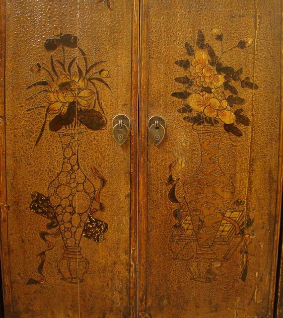 描彩四門連體|painted cabinet