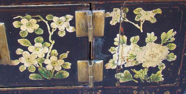 描彩二抽二門地柜|painted cabinet