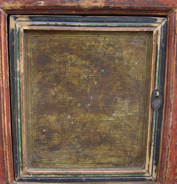 描彩四抽四門柜|Color-painted low cabinet
