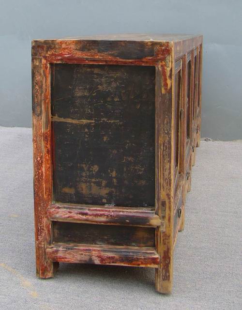 描彩四抽四門柜|Color-painted low cabinet