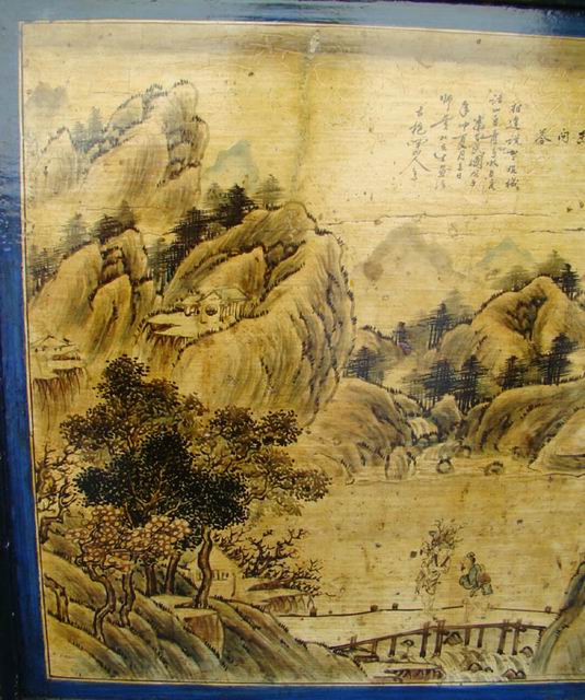 描彩三抽三門柜|painted cabinet