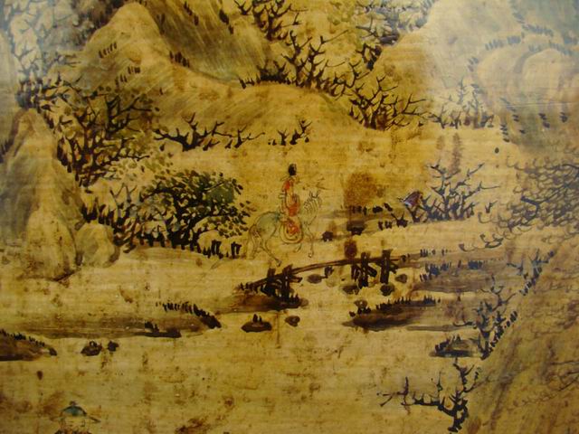 描彩三抽三門柜|painted cabinet