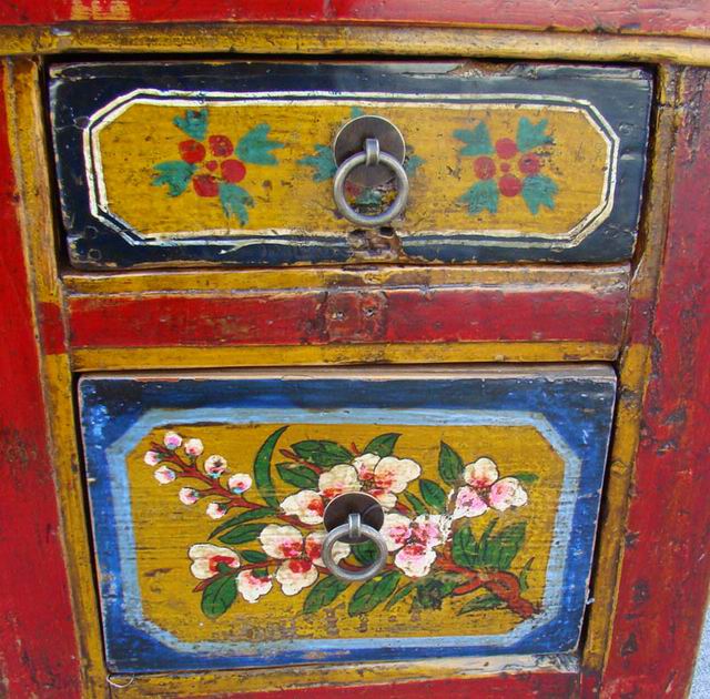 描彩四抽二門地柜高碑店painted lower cabinet