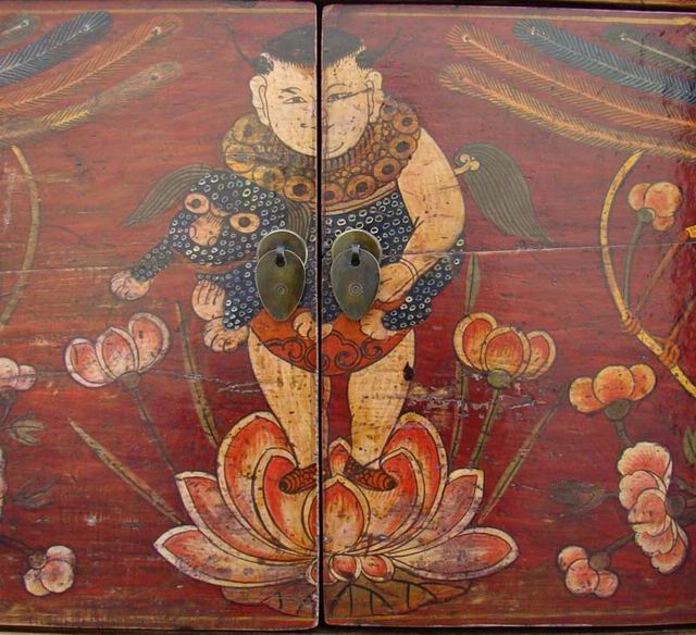 描彩二門(mén)柜|painted cabinet