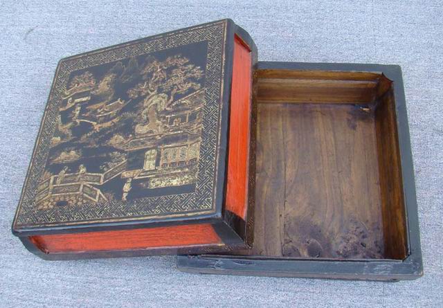 描金方盒|gold gilt box