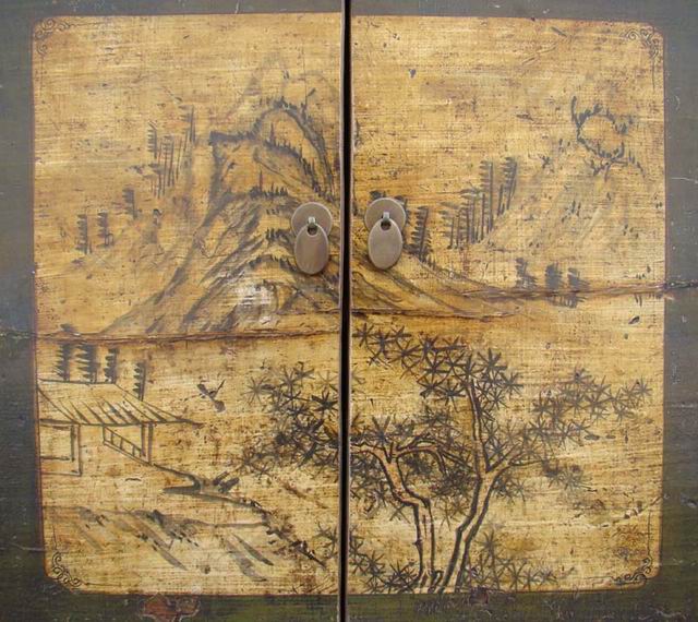 描彩四門連體柜|painted cabinet