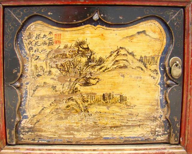 描彩三門(mén)柜|Color-painted low cabinet