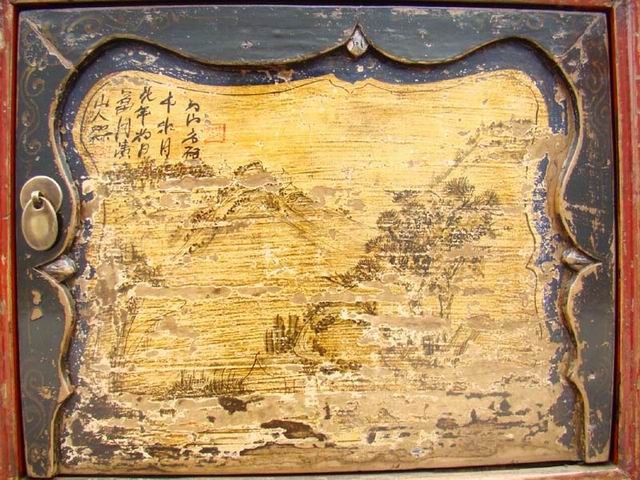 描彩三門(mén)柜|Color-painted low cabinet