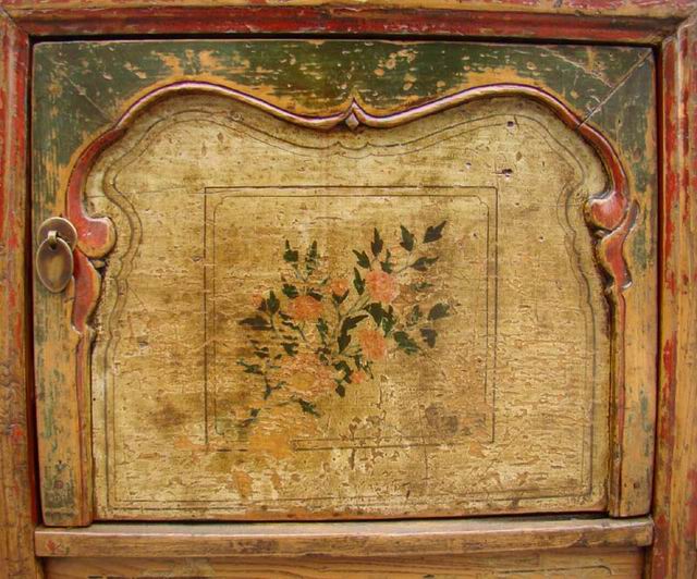描彩三門連體|painted cabinet