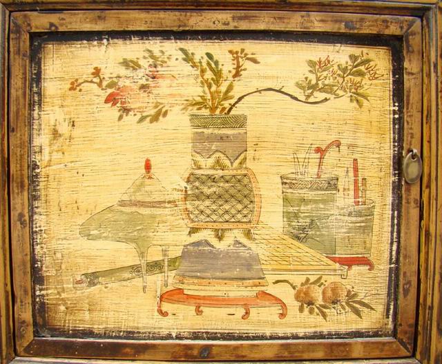 描彩三門連柜|painted cabinet