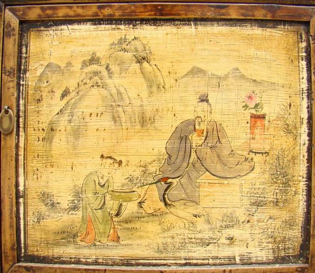 描彩三門連柜|painted cabinet