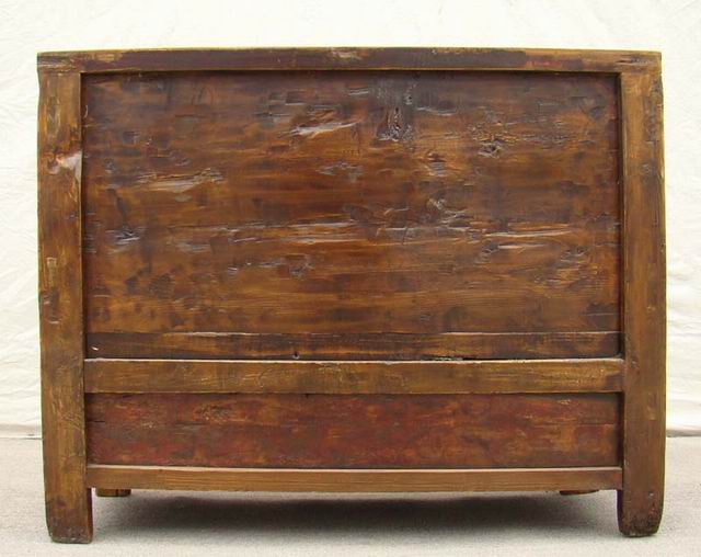 描彩三抽二門柜|painted cabinet