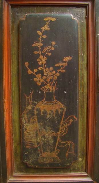 描彩三抽二門柜工廠|painted cabinet