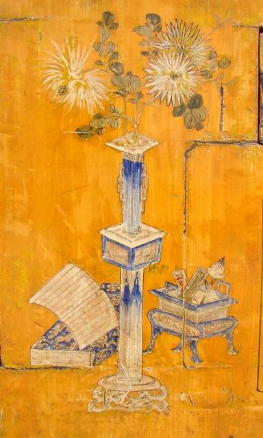 描彩五抽二門連柜|painted cabinet