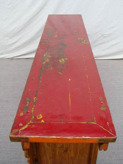 描彩五抽二門連柜|painted cabinet