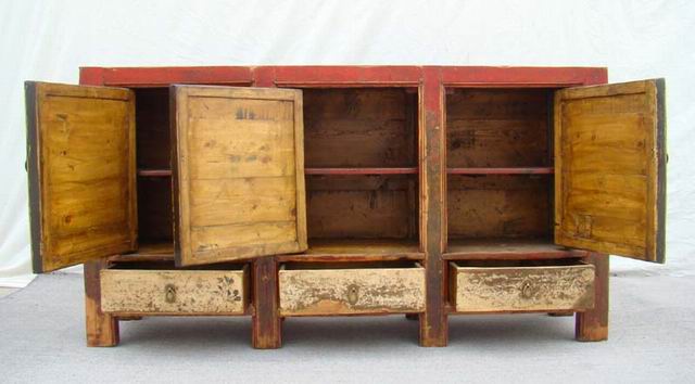 三抽三門描彩柜|Color-painted low cabinet