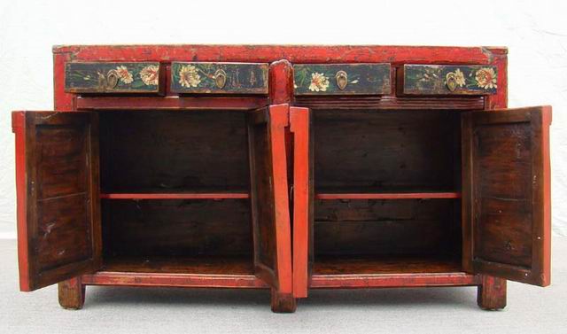 描彩四抽四門柜|painted cabinet