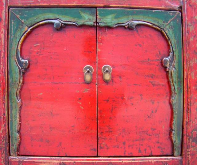 描彩四抽四門柜|painted cabinet