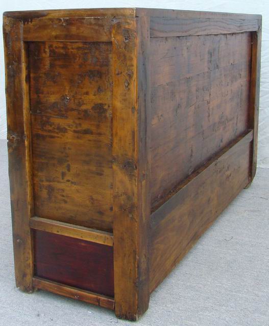 描彩三抽二門柜|painted cabinet