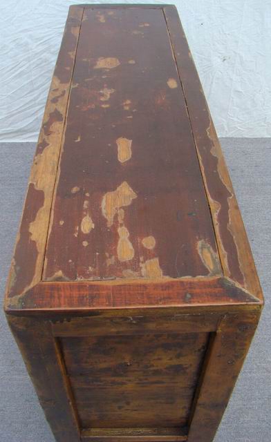 描彩三抽二門柜|painted cabinet