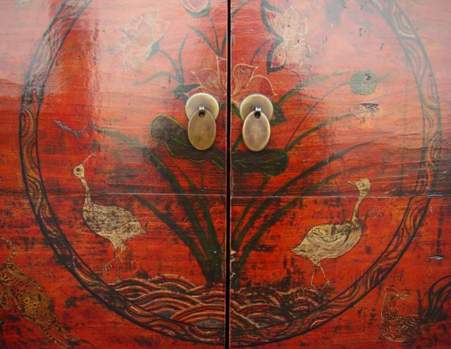 描彩連柜|painted cabinet