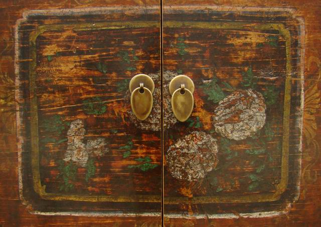 描彩四門柜|painted lower cabinet