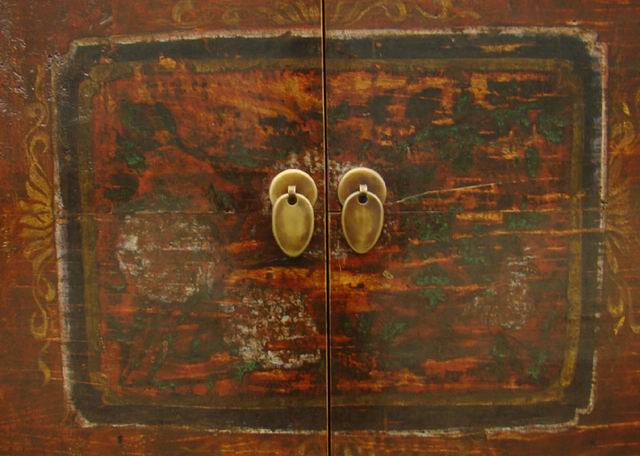 描彩四門柜|painted lower cabinet