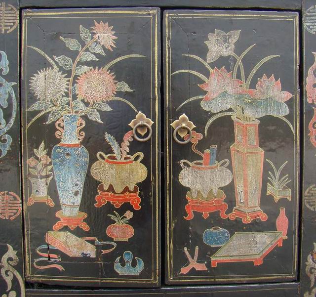 描彩連體柜|painted lower cabinet