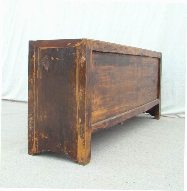黑四門描彩柜|Color-painted low cabinet