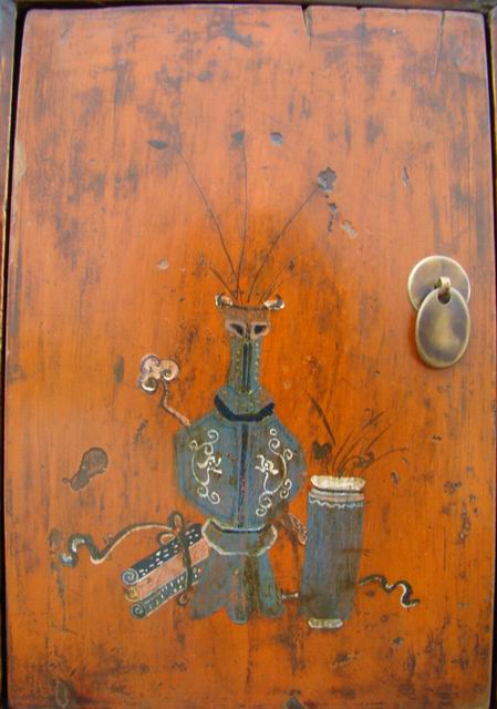 描彩三抽四門柜|painted lower cabinet