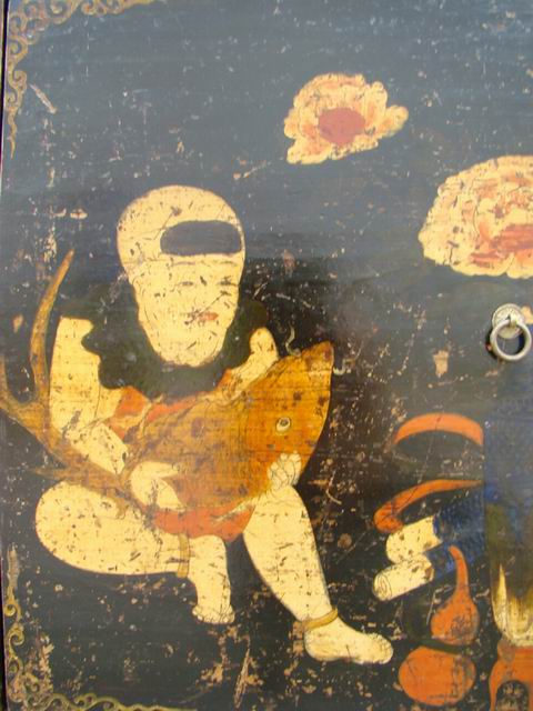 描彩五抽四門柜|painted lower cabinet