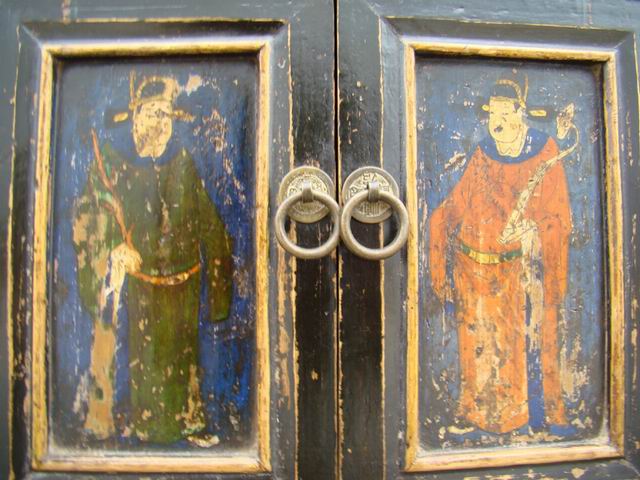 描彩五抽四門柜|painted lower cabinet