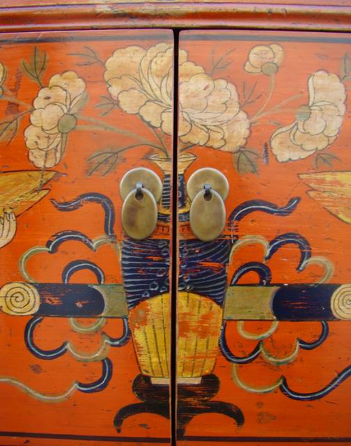 描彩三抽二門柜|cabinet